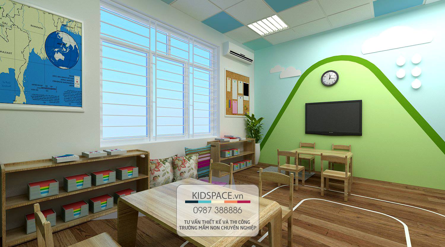 Thiết kế không gian cho trẻ mầm non đẹp nhất, phong cách hiện đại nhất