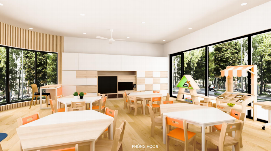 Thiết kế phòng học mầm non dễ thương, bắt mắt, hiện đại dành cho trẻ