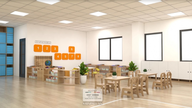 Thiết kế nội thất lớp học mầm non giúp giáo viên quản lý trẻ hiệu quả hơn